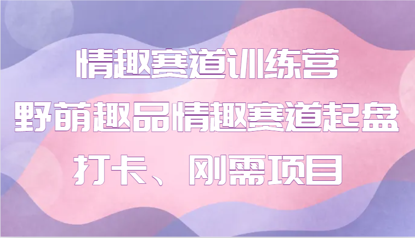 情趣赛道训练营 野萌趣品情趣赛道起盘打卡、刚需项目-优优云网创