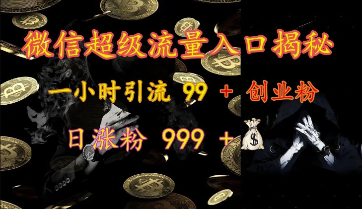 微信超级流量入口揭秘：一小时引流 99 + 创业粉，日涨粉 999 +-优优云网创