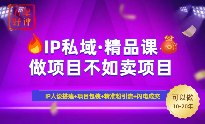 2025年“IP私域·密训精品课”，日赚3000+小白避坑年赚百万，暴力引流…-优优云网创