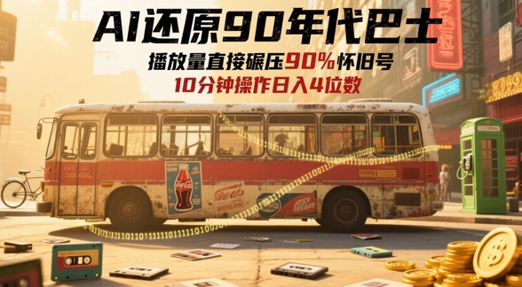 AI还原90年代巴士，一帧就让70后泪崩，播放量直接碾压90%怀旧号，每天操作十分钟，日入四位数-优优云网创