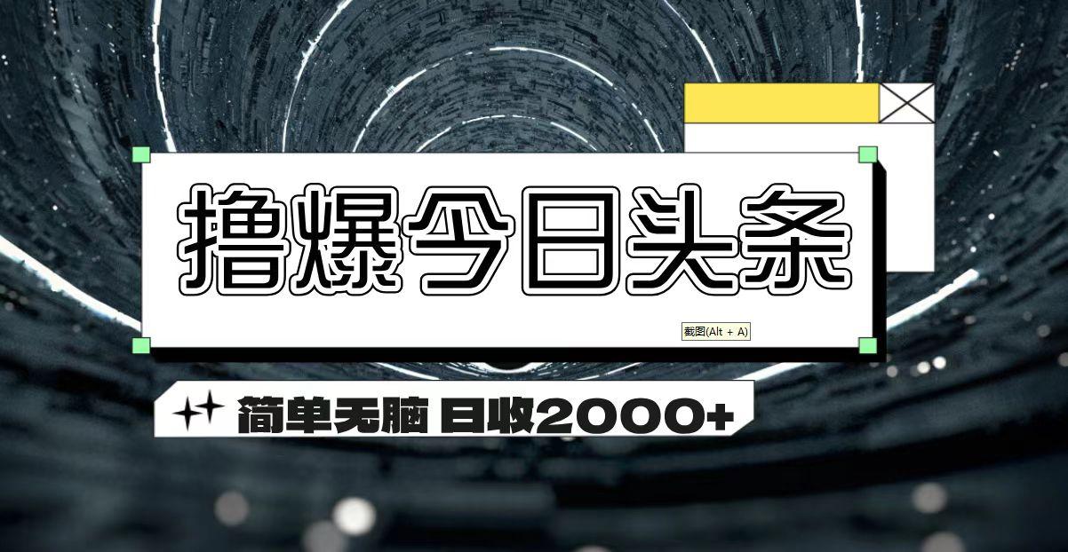 撸爆今日头条 简单无脑操作 日收2000+-优优云网创