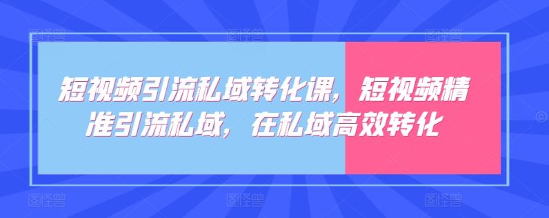 短视频引流私域转化课，短视频精准引流私域，在私域高效转化-优优云网创
