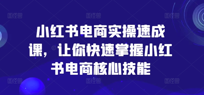 小红书电商实操速成课，让你快速掌握小红书电商核心技能-优优云网创