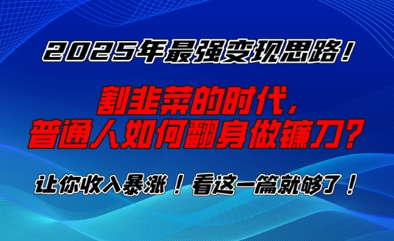 2025年最强变现思路，割韭菜的时代， 普通人如何翻身做镰刀？【揭秘】-优优云网创