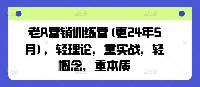 老A营销训练营(更24年6月)，轻理论，重实战，轻概念，重本质-优优云网创