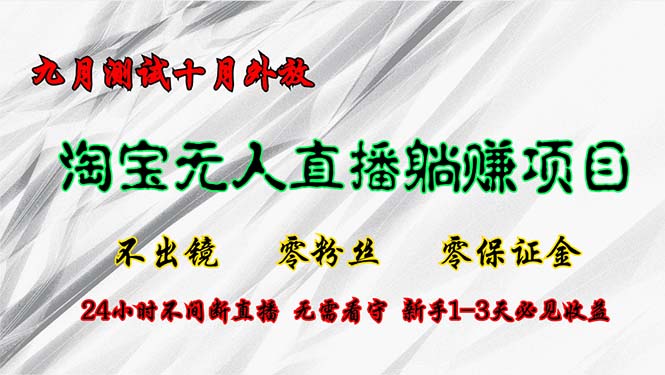 淘宝无人直播最新玩法，九月测试十月外放，不出镜零粉丝零保证金，24小…-优优云网创