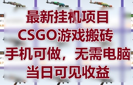 最新挂G项目，CSGO游戏搬砖，手机可做，无需电脑，当日见收益【揭秘】-优优云网创
