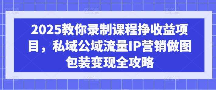 2025教你录制课程挣收益项目，私域公域流量IP营销做图包装变现全攻略-优优云网创