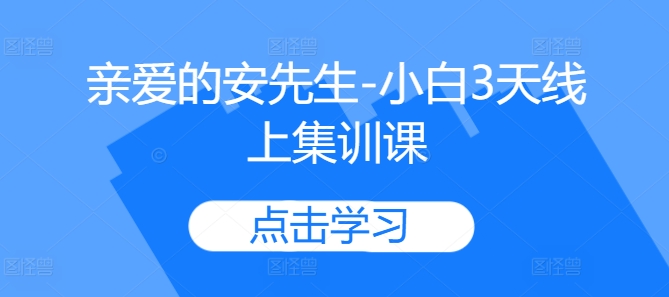 亲爱的安先生-小白3天线上集训课-优优云网创